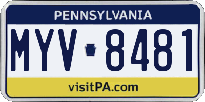 PA license plate MYV8481