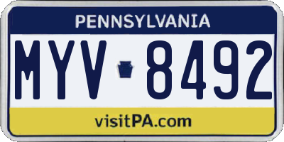 PA license plate MYV8492