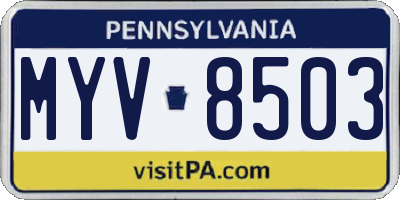 PA license plate MYV8503
