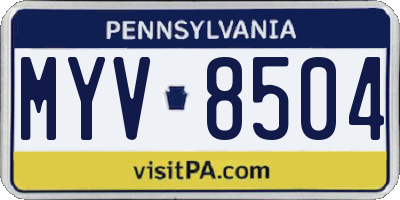 PA license plate MYV8504