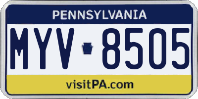 PA license plate MYV8505