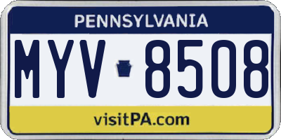 PA license plate MYV8508