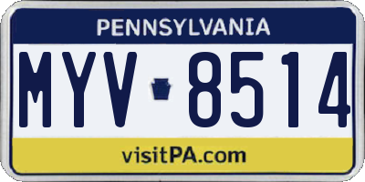 PA license plate MYV8514