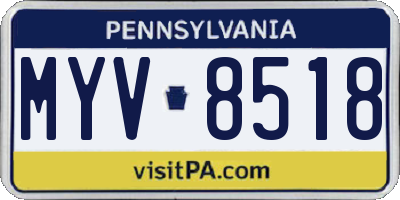 PA license plate MYV8518