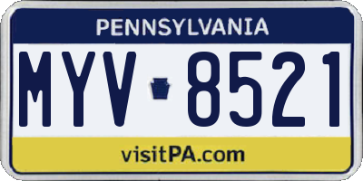 PA license plate MYV8521