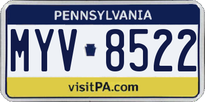 PA license plate MYV8522