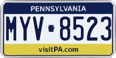 PA license plate MYV8523