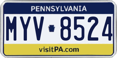 PA license plate MYV8524