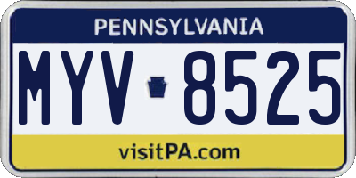 PA license plate MYV8525