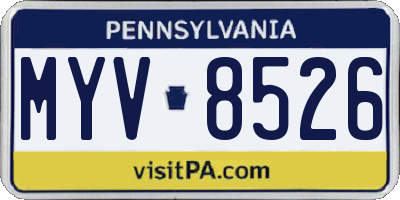 PA license plate MYV8526