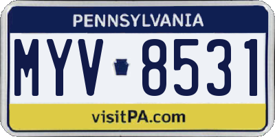 PA license plate MYV8531