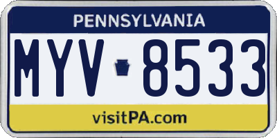PA license plate MYV8533