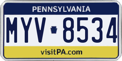 PA license plate MYV8534