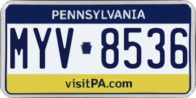PA license plate MYV8536