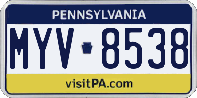 PA license plate MYV8538
