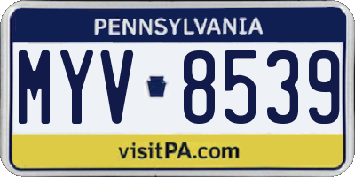 PA license plate MYV8539