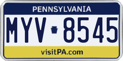 PA license plate MYV8545