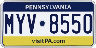 PA license plate MYV8550