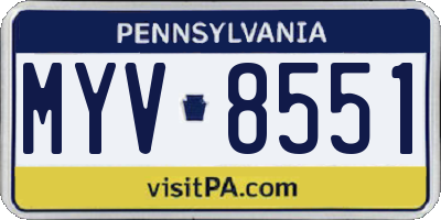 PA license plate MYV8551