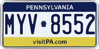 PA license plate MYV8552