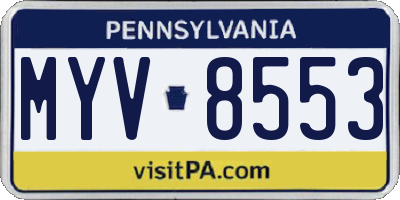 PA license plate MYV8553