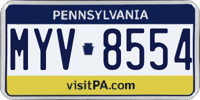 PA license plate MYV8554