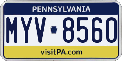 PA license plate MYV8560