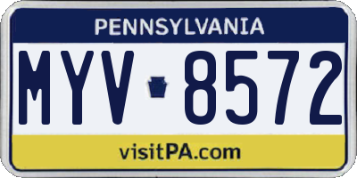PA license plate MYV8572