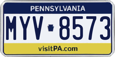PA license plate MYV8573