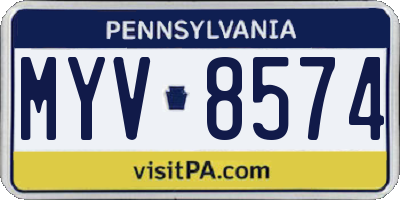 PA license plate MYV8574