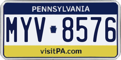 PA license plate MYV8576