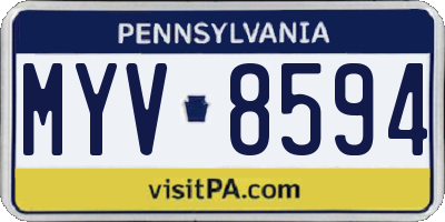 PA license plate MYV8594