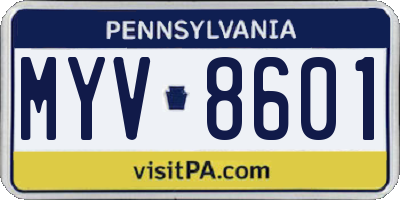 PA license plate MYV8601