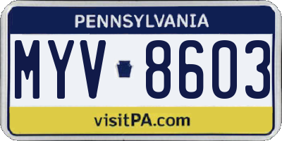 PA license plate MYV8603