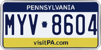 PA license plate MYV8604