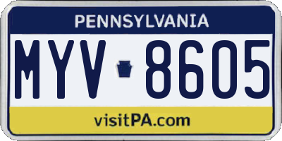 PA license plate MYV8605