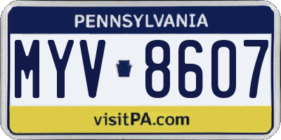 PA license plate MYV8607