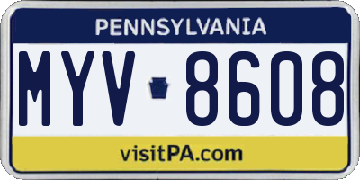 PA license plate MYV8608