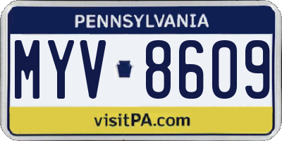 PA license plate MYV8609