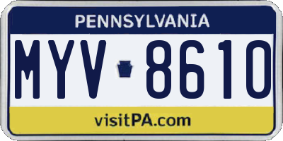 PA license plate MYV8610