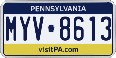 PA license plate MYV8613