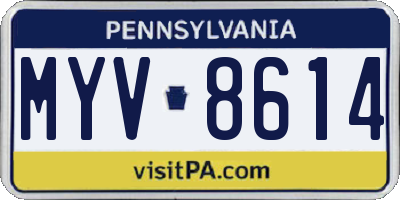 PA license plate MYV8614