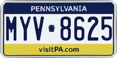 PA license plate MYV8625
