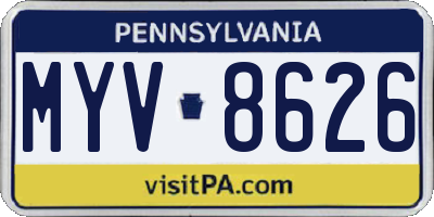 PA license plate MYV8626