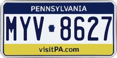 PA license plate MYV8627