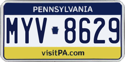 PA license plate MYV8629