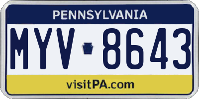 PA license plate MYV8643