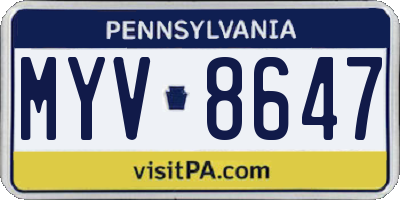 PA license plate MYV8647