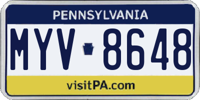 PA license plate MYV8648