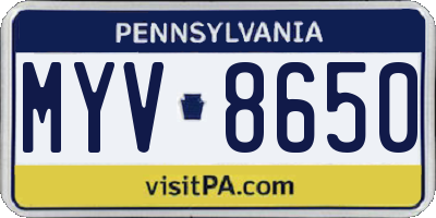 PA license plate MYV8650